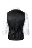 Gilet décontracté rétro noir à simple boutonnage à col en V pour hommes