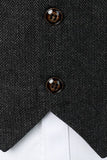 Gilet décontracté rétro noir à simple boutonnage à col en V pour hommes