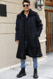 Marron Ouvert Sur Le Devant Fausse Fourrure Long Hommes Manteau