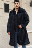 Marron Ouvert Sur Le Devant Fausse Fourrure Long Hommes Manteau