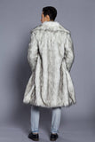 Marron Ouvert Sur Le Devant Fausse Fourrure Long Hommes Manteau