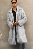 Marron Ouvert Sur Le Devant Fausse Fourrure Long Hommes Manteau
