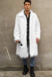 Marron Ouvert Sur Le Devant Fausse Fourrure Long Hommes Manteau