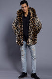 Marron Ouvert Sur Le Cou De Revers De Longue Fausse Fourrure Hommes Manteau