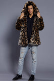 Marron Ouvert Sur Le Cou De Revers De Longue Fausse Fourrure Hommes Manteau