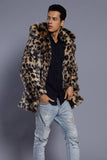 Marron Ouvert Sur Le Cou De Revers De Longue Fausse Fourrure Hommes Manteau