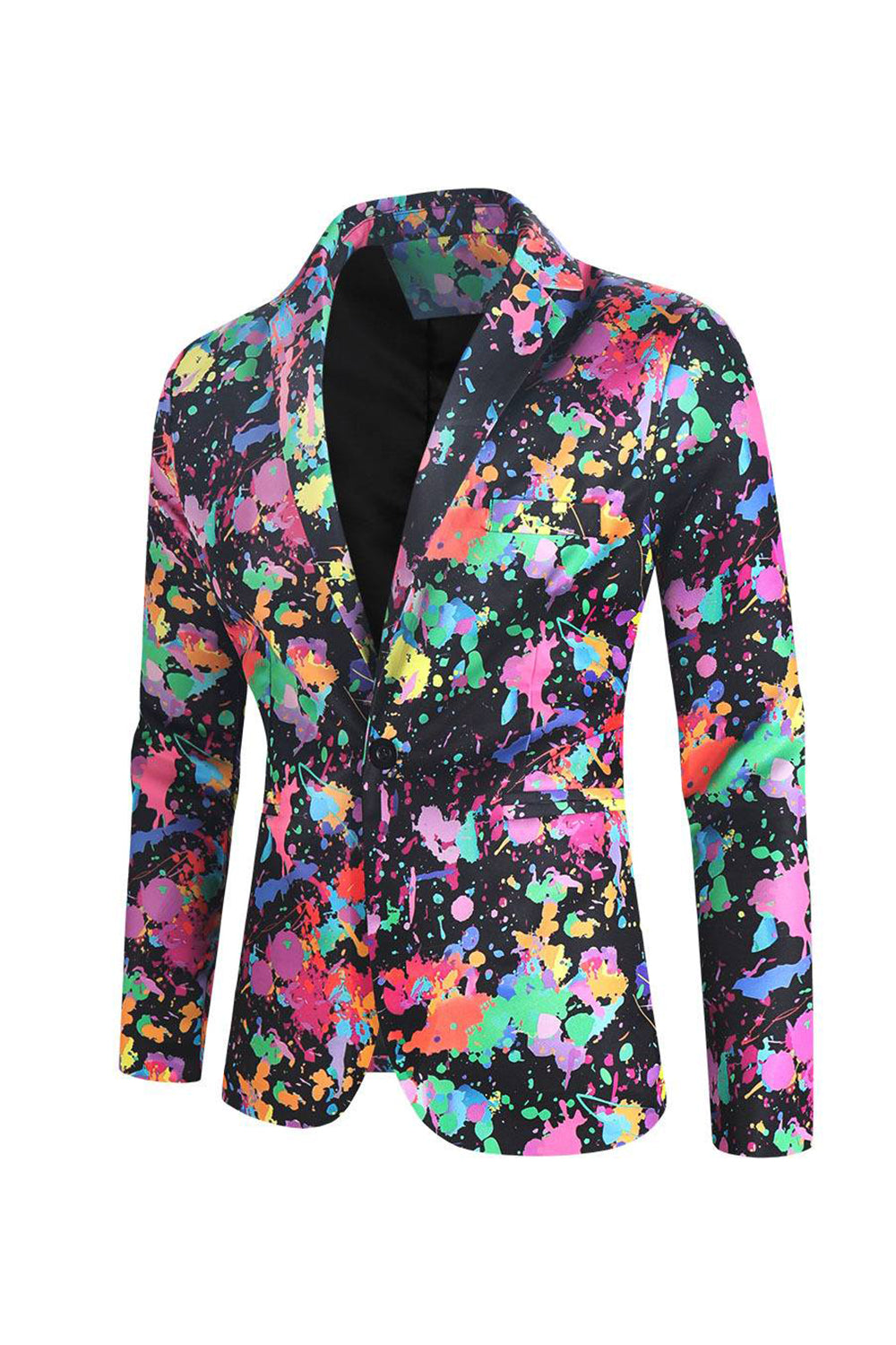 Costumes de fête 3 pièces à un bouton imprimés colorés de Noël pour hommes