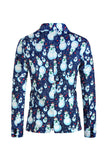 Revers cranté un bouton bleu bonhomme de neige imprimé costumes pour hommes