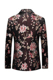 Blazer Homme Jacquard Jacquard Fleur Noire Revers Cranté