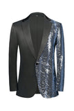 Blazer Patchwork Homme Paillettes Noires et Dorées Scintillantes