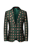 Silm Fit Blazer de bal carré vert à revers cranté petit Blazer de bal pour homme