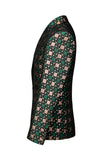 Silm Fit Blazer de bal carré vert à revers cranté petit Blazer de bal pour homme