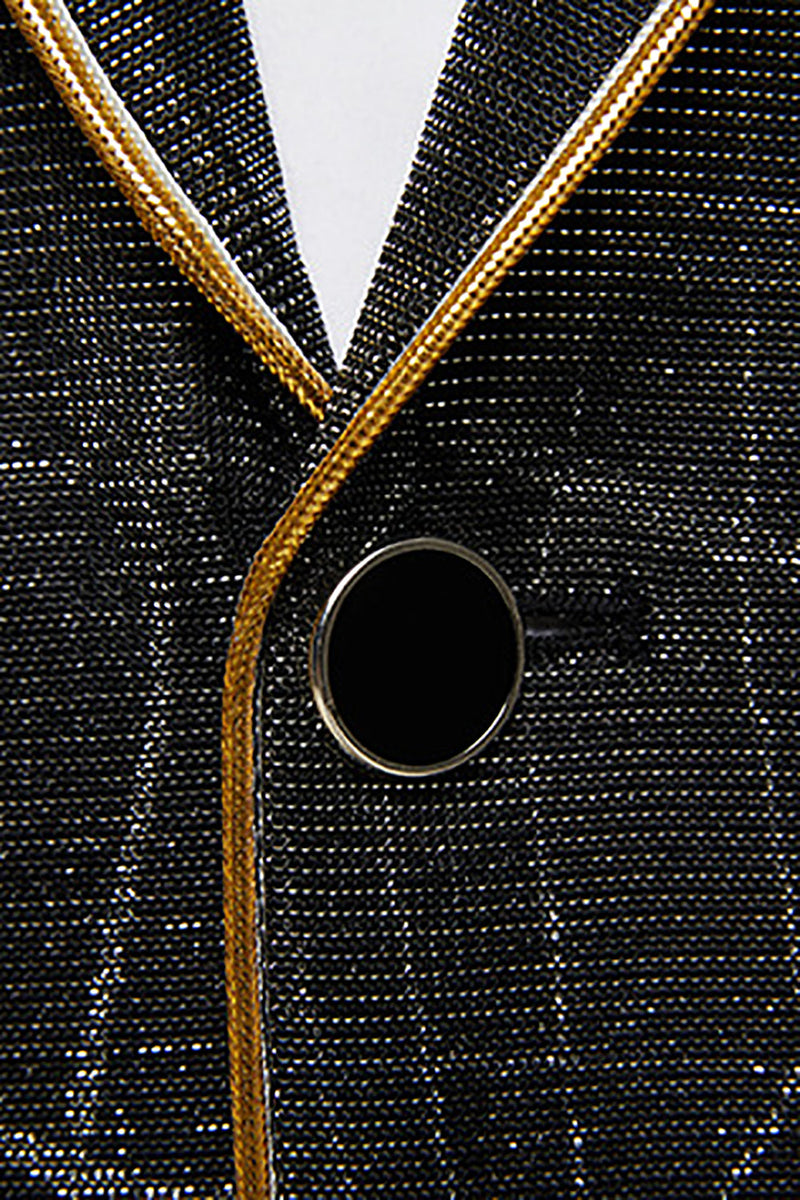 Charger l&#39;image dans la galerie, Silm Fit Costumes de bal à un bouton à revers crantés noirs pour hommes