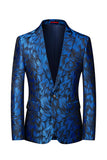 Blazer de bal à un bouton à un bouton bleu royal pour homme à revers cranté