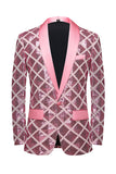 Châle revers un bouton rouge paillettes Blazer de bal pour hommes