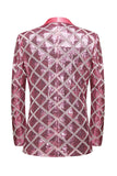 Châle revers un bouton rouge paillettes Blazer de bal pour hommes