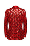 Châle revers un bouton rouge paillettes Blazer de bal pour hommes