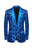 Châle revers un bouton rouge paillettes Blazer de bal pour hommes
