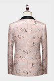 Léger Kaki Jacquard Châle Revers 2 Pièces Hommes Costumes De Soirée