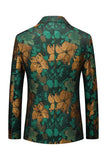 Blazer de bal en jacquard vert à revers cranté pour homme