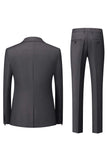 Noir Gris 3 Pièce Peak Revers Un Bouton Costumes Pour Hommes