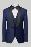 Costumes de Soirée pour hommes 3 pièces bleu royal châle revers