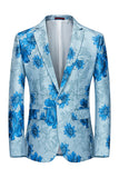 Blazer Homme Jacquard Fleur Rose Revers Cranté
