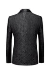 Noir 3 Pièce Jacquard Châle Revers Hommes Costumes De Soirée