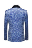 Costumes de Soirée 3 pièces en jacquard à revers bleu clair pour hommes