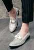 Charger l&#39;image dans la galerie, White Beaded Slip-On Party Chaussures pour hommes avec arc