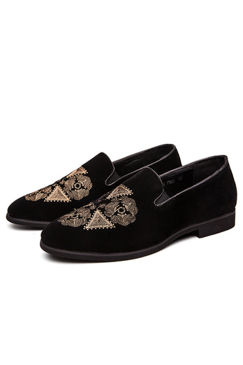 Broderie Noire Slip-On Party Chaussures Pour Hommes