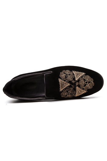 Broderie Noire Slip-On Party Chaussures Pour Hommes