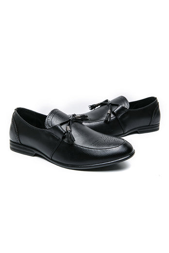 Chaussures pour hommes slip-on en cuir noir