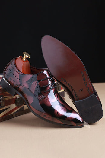 Brown Jacquard Chaussures de fête en cuir pour hommes