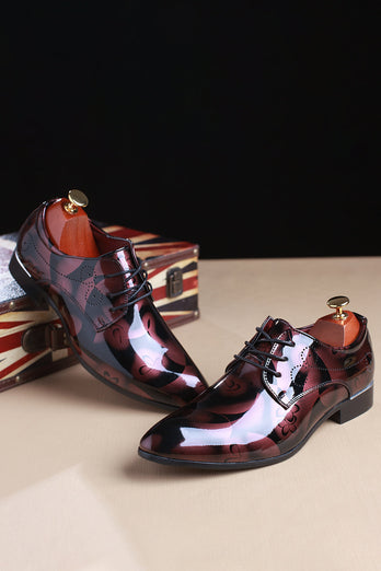 Brown Jacquard Chaussures de fête en cuir pour hommes