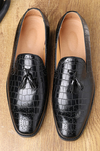 Black Slip-On Fringe Chaussures de fête pour hommes