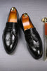 Charger l&#39;image dans la galerie, Black Slip-On Fringe Chaussures de fête pour hommes