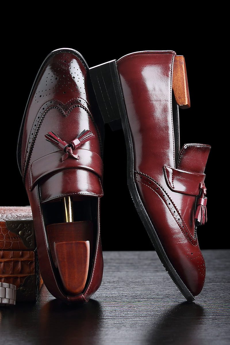 Charger l&#39;image dans la galerie, Black Slip-On Fringe Chaussures de fête pour hommes
