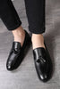 Charger l&#39;image dans la galerie, Chaussures pour hommes à franges en cuir noir