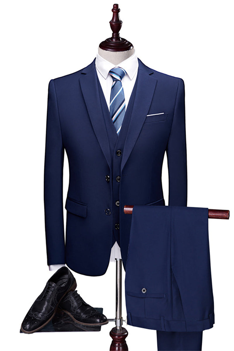 Charger l&#39;image dans la galerie, Bleu Marine 3 Pièces Slim Fit Casual Tuxedo Suits
