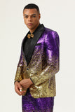 Hommes 2 pièces Ombre Sequins Purple Slim Fit Notched Revers Prom Suits