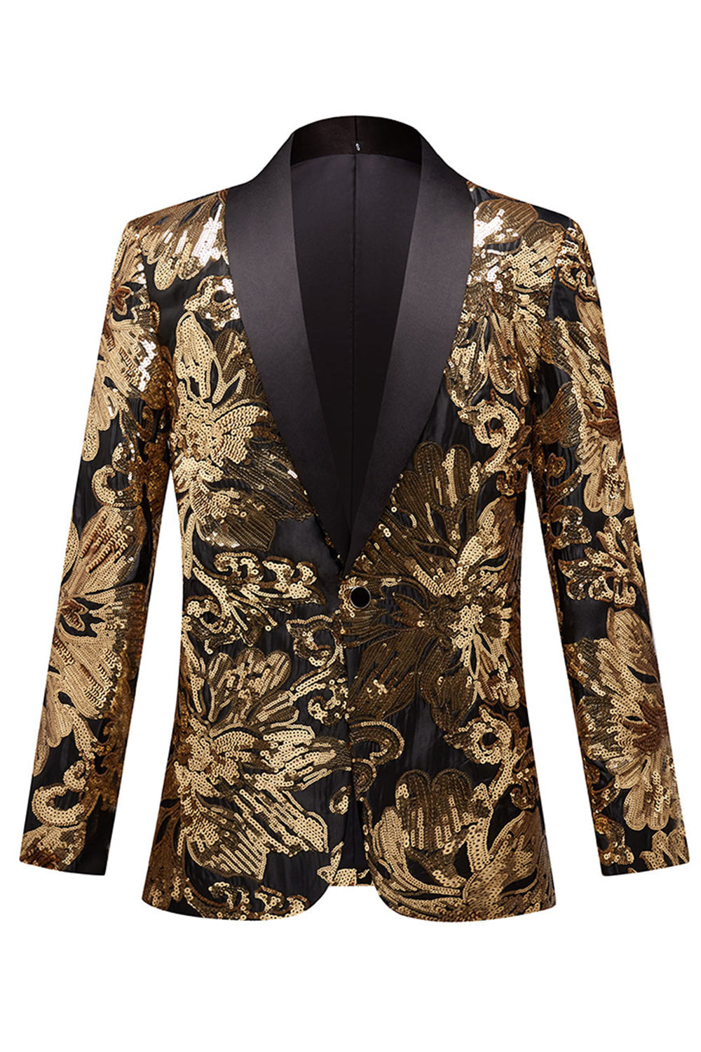 Golden Flower Shaped Sequins Blazer Pour Homme