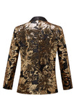 Golden Flower Shaped Sequins Blazer Pour Homme