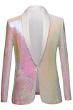 White Sequins One Button Blazer Pour Homme