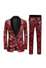 Charger l&#39;image dans la galerie, Paillettes rouges Motif floral Hommes 2 pièces Costumes
