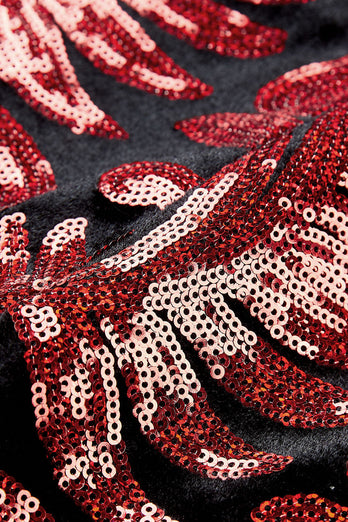 Paillettes rouges Motif floral Hommes 2 pièces Costumes