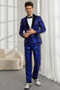 Charger l&#39;image dans la galerie, Châle Revers Un Bouton Bleu royal Paillettes Homme 2 Pièces Costumes