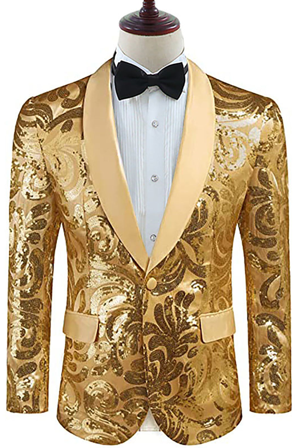 Golden Shawl Lapel Sequins Blazer Homme