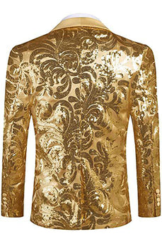 Golden Shawl Lapel Sequins Blazer Homme