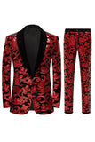 Paillettes Rouge Paillettes 2 Pièces Costumes Hommes